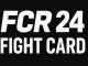 Officiell grafik med texten 'FCR 24 Fight Card' i vitt mot svart bakgrund.