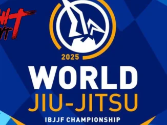 Logotyp för IBJJF World Jiu-Jitsu Championship 2025 i blått och gult.