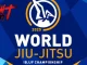 Logotyp för IBJJF World Jiu-Jitsu Championship 2025 i blått och gult.