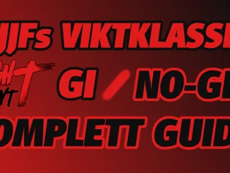 IBJJFs viktklasser – GI / No-GI komplett guide" i röd och svart färg på mörkröd bakgrund med FightNytts logotyp.