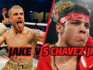 Jake Paul och Julio Cesar Chavez Jr poserar inför sin kommande boxningsmatch den 28 juni.