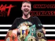 Josh Taylor ler med flera världsmästarbälten över axlarna – texten “CHAMP I TVÅ VIKTKLASSER?” och “FightNytt” syns i rött och svart.