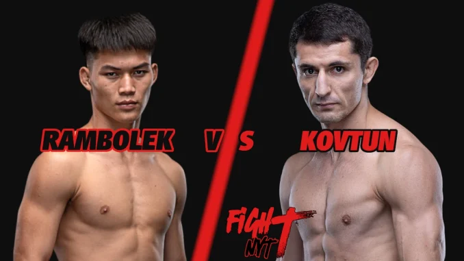 Promobild för Muay Thai-matchen mellan Rambolek Chor Ajalaboon och Dmitrii Kovtun inför ONE Fight Night 32 på Lumpinee Stadium i Bangkok